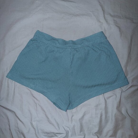 Nike Women's Sportswear High-Waisted Ribbed Jersey Shorts - Blue L - Picture 3 of 5